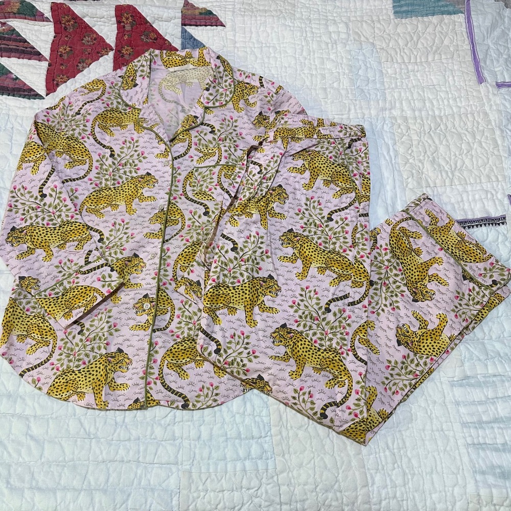 Printfresh Pajama Set Pink Leopard Cotton